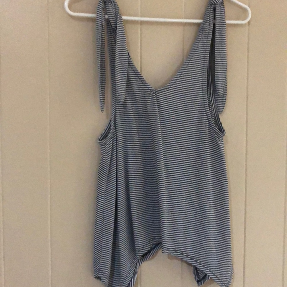 Blue and white stripped tie tank
